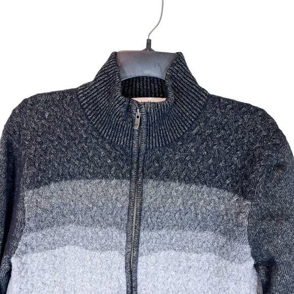Calvin Klein Cardigan XL Womens Grey Lambs Wool Linen Blend Full Zip Sweater - Picture 3 of 11